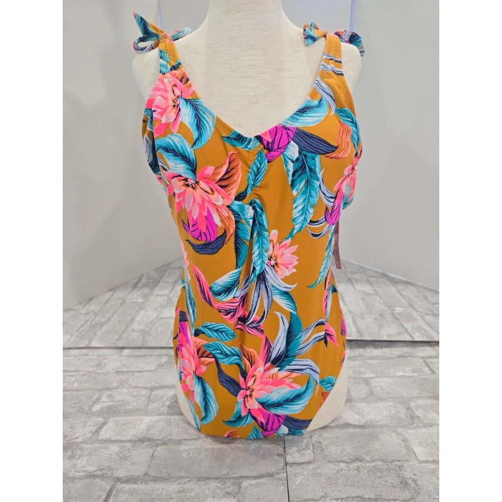 NWT Xhilaration Women's Shoulder Tie Scoop Back One Piece Swimsuit XL